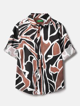United Colors of Benetton - Black Abstract Regular Fit Shirt