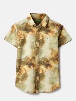 United Colors of Benetton - Beige Abstract Regular Fit Shirt