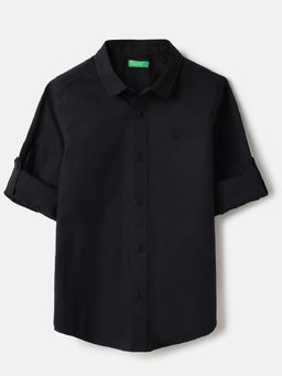 United Colors of Benetton - Black Solid Regular Fit Shirt