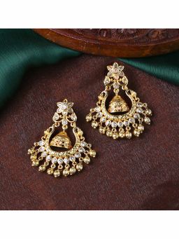 Estele - Gold Plated CZ Beautiful Floral Designer Jhumki Earrings for Women