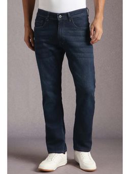 Louis Philippe - Men Navy Blue Solid Regular Fit Jeans