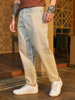 Campus Sutra - Men Beige Solid Regular Fit Jeans