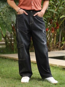 Campus Sutra - Men Black Solid Regular Fit Jeans
