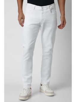 Van Heusen - Men White Solid Regular Fit Jeans