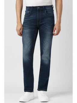 Van Heusen - Men Navy Blue Solid Regular Fit Jeans