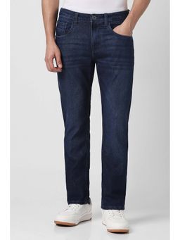 Van Heusen - Men Navy Blue Solid Regular Fit Jeans