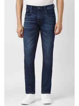Van Heusen - Men Navy Blue Solid Regular Fit Jeans