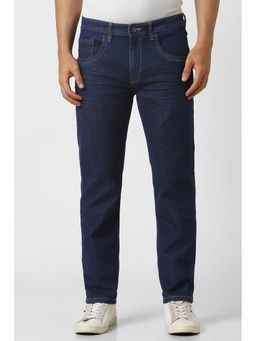 Van Heusen - Men Navy Blue Solid Regular Fit Jeans