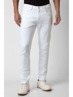 Van Heusen - Men White Solid Regular Fit Jeans