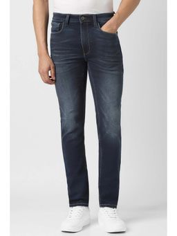 Van Heusen - Men Navy Blue Solid Regular Fit Jeans