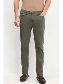 Allen Solly - Men Olive Regular Fit Solid Trousers