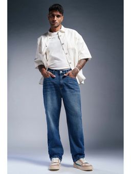 FREAKINS - Opulent Blue Mens Straight Fit Jeans