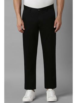 Louis Philippe - Men Black Slim Fit Solid Flat Front Trousers