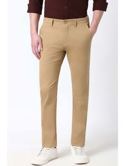 Peter England - Men Beige Solid Low Skinny Fit Trousers
