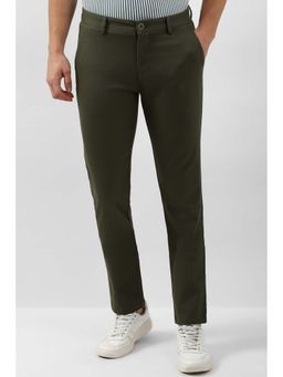 Peter England - Men Olive Solid Super Slim Fit Chino Trousers