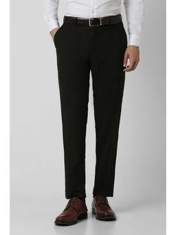 Peter England - Men Black Solid Slim Fit Trousers