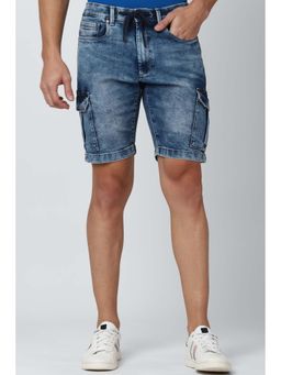 Peter England - Men Navy Solid Regular Fit Shorts