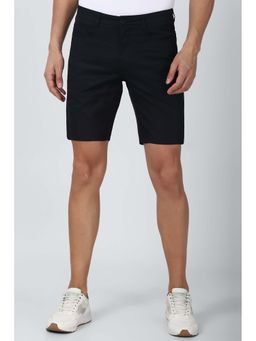 Peter England - Men Black Solid Regular Fit Shorts