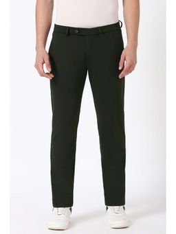 Peter England - Men Olive Solid Super Slim Fit Trousers