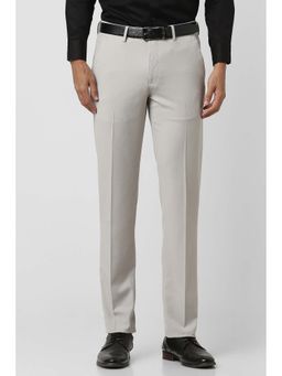Van Heusen - Men Grey Textured Slim Fit Trousers