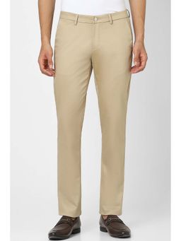 Van Heusen - Men Beige Solid Slim Fit Chinos