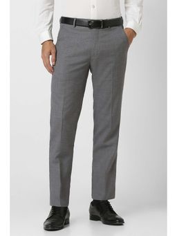 Van Heusen - Men Grey Textured Slim Fit Chinos