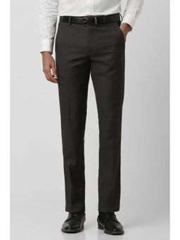 Van Heusen - Men Grey Textured Slim Fit Trousers