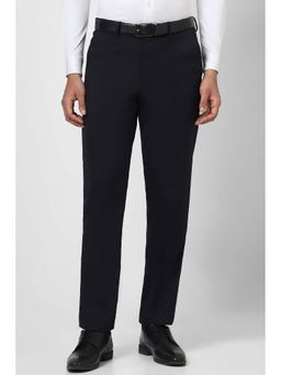 Van Heusen - Men Navy Solid Regular Fit Trousers