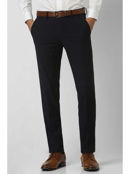 Van Heusen - Men Black Solid Slim Fit Trousers