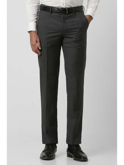 Van Heusen - Men Grey Textured Slim Fit Trousers