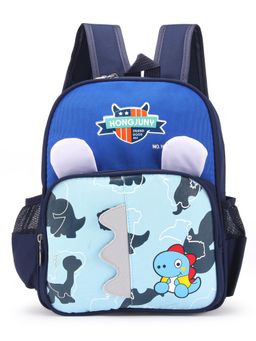 KIDLINGSS - Dinosaur Print Double Pocket Backpack - Blue