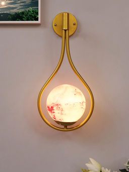 Homesake - Metal Wall Glass Golden Drop Planet Red