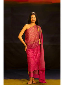 Banana Labs - Illume One Shoulder Shocker Pink Kaftan with Pant
