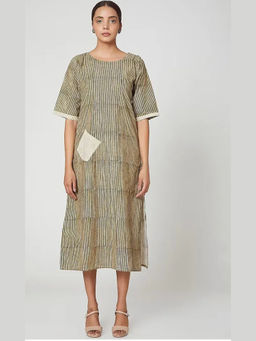 Banana Labs - Zapper Block Printed Green Cotton Dress