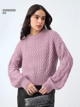 The Souled Store - Cable-Knit Dusky Rose Women Oversized Sweaters