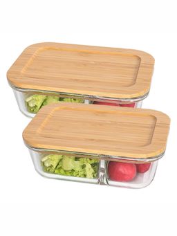 USHA SHRIRAM - Borosilicate Glass Tiffin Box 2 Compartments 980ml
