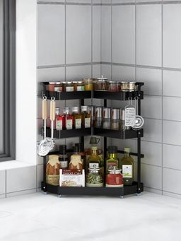 Plantex - L Corner Seasoning Rack Two layer (Black)