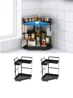 USHA SHRIRAM - L Corner Seasoning Rack Standard Style Two layer, Black