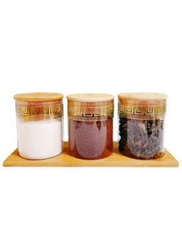 Gleevers - Glovers 3pcs Borosilicate Canister Set with Tray, 850ml, Transparent