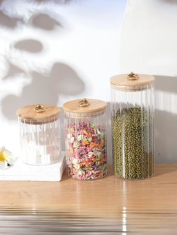 Gleevers - Gievers Borosilicate Jar with Wooden Lid, Transparent