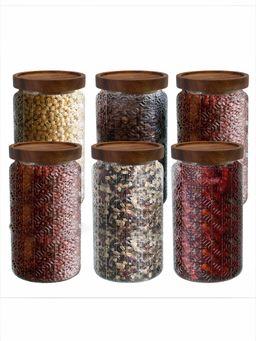 UMAI - 1000ml Window Flower Glass Jar with Acacia Lid