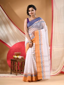 DESH BIDESH - Women Multi-Color Cotton Stripes Saree Without Blouse