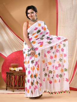 DESH BIDESH - Women Pink Cotton Printed Saree Without Blouse