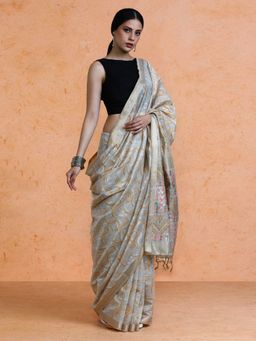 Sarha - Woven Design Muga Cotton Abstract Saree with Unstitched Blouse
