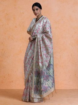 Sarha - Pink Woven Design Muga Abstract Cotton Saree with Unstitched Blouse