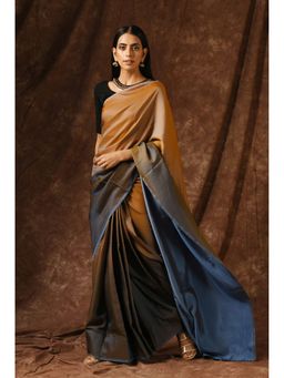 Swtantra - Mustard & Blue Satin Ombre' Saree