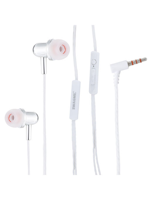 Swagme BassBoost IE011 in-Ear Wired Earphones with Mic and Extra Bass (Silver)