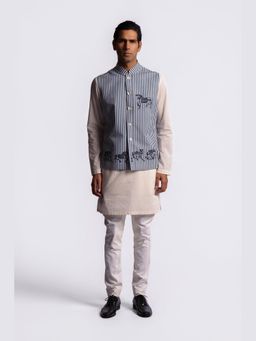 Rohit Bal - Blue Digital Print Men's Nehru Jacket