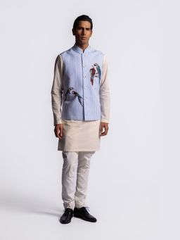 Rohit Bal - Blue Digital Print Men's Nehru Jacket
