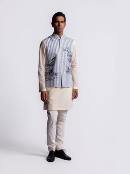 Rohit Bal - Blue Digital Print Men's Nehru Jacket